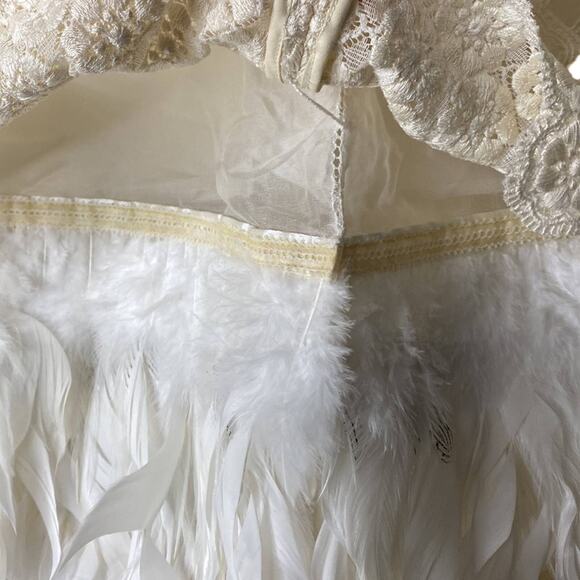 SHIATZH CHEN Lace Feather Floral Applique High Waisted Skirt Italy 40/ US 0 - Picture 3 of 14